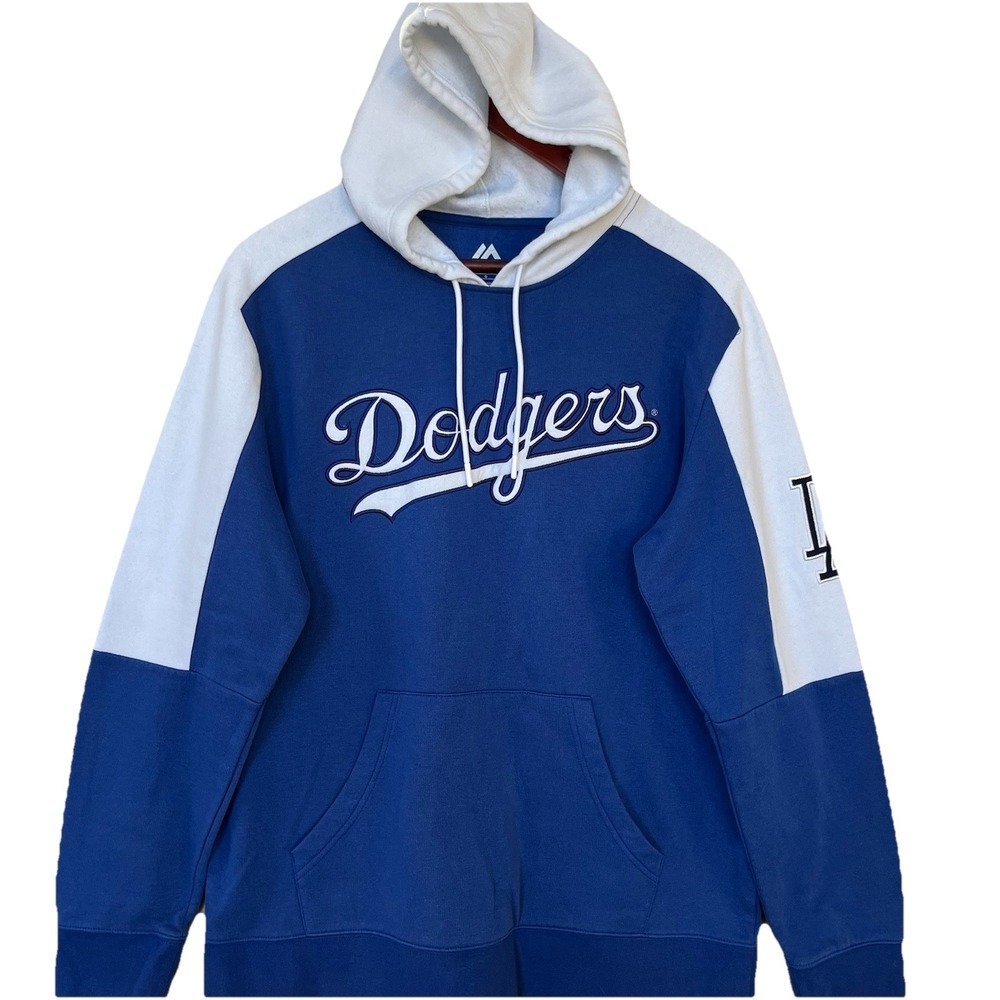 LA Dodgers Pullover Hoodie Sweatshirt Adult Large Blue White Embroidred Baseball